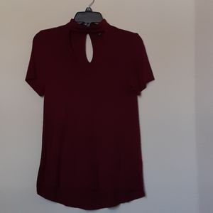 Mock neck red top